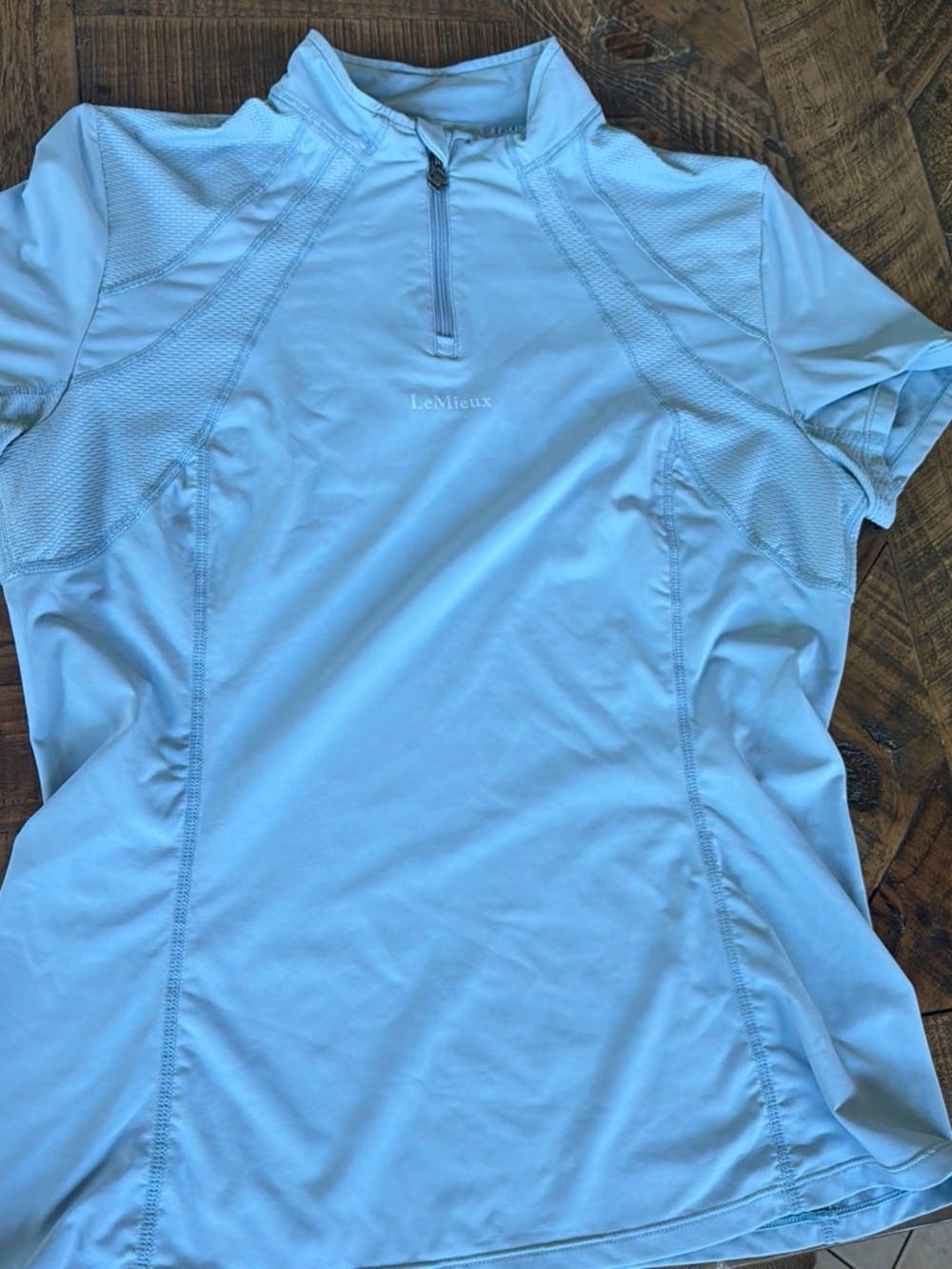 LeMieux Women's Sky Blue Short-Sleeve Quarter Zip Performance Top